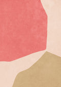 An abstract poster featuring warm pastel tones of beige and rose, with soft, irregular geometric shapes.